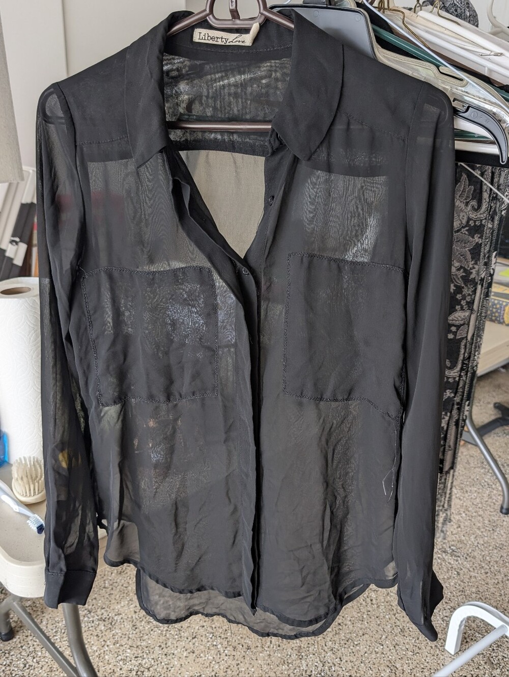 Nordstrom Rack Liberty Love Black Sheer Button-up Shirt